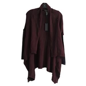 Blank NYC Burgundy Leather Knit Waterfall Cardigan, NWT